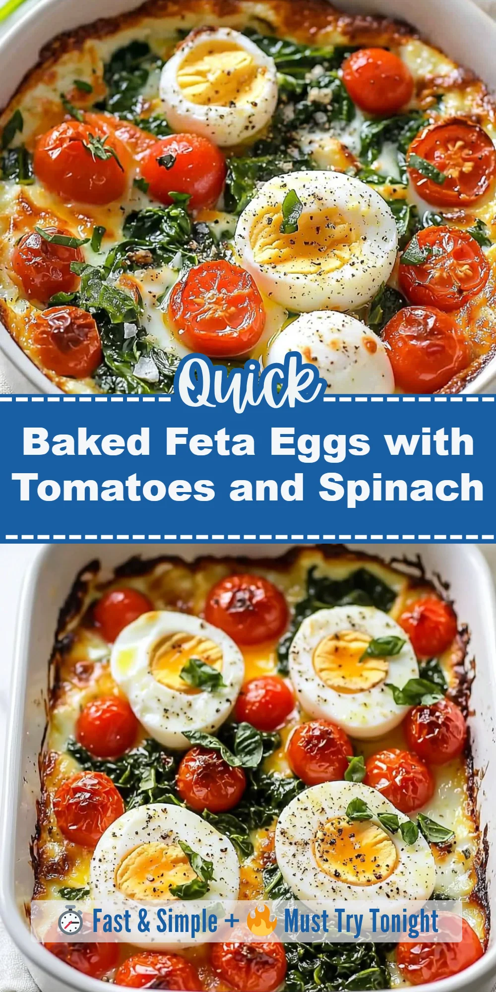 Baked Feta Eggs with Tomatoes and Spinach