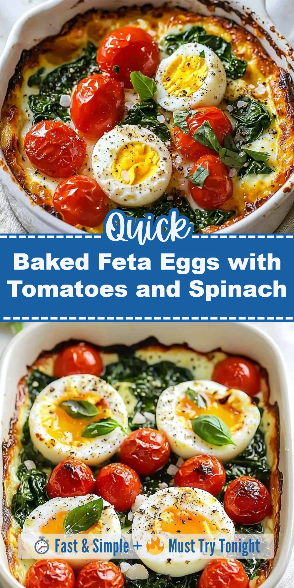 Baked Feta Eggs with Tomatoes and Spinach