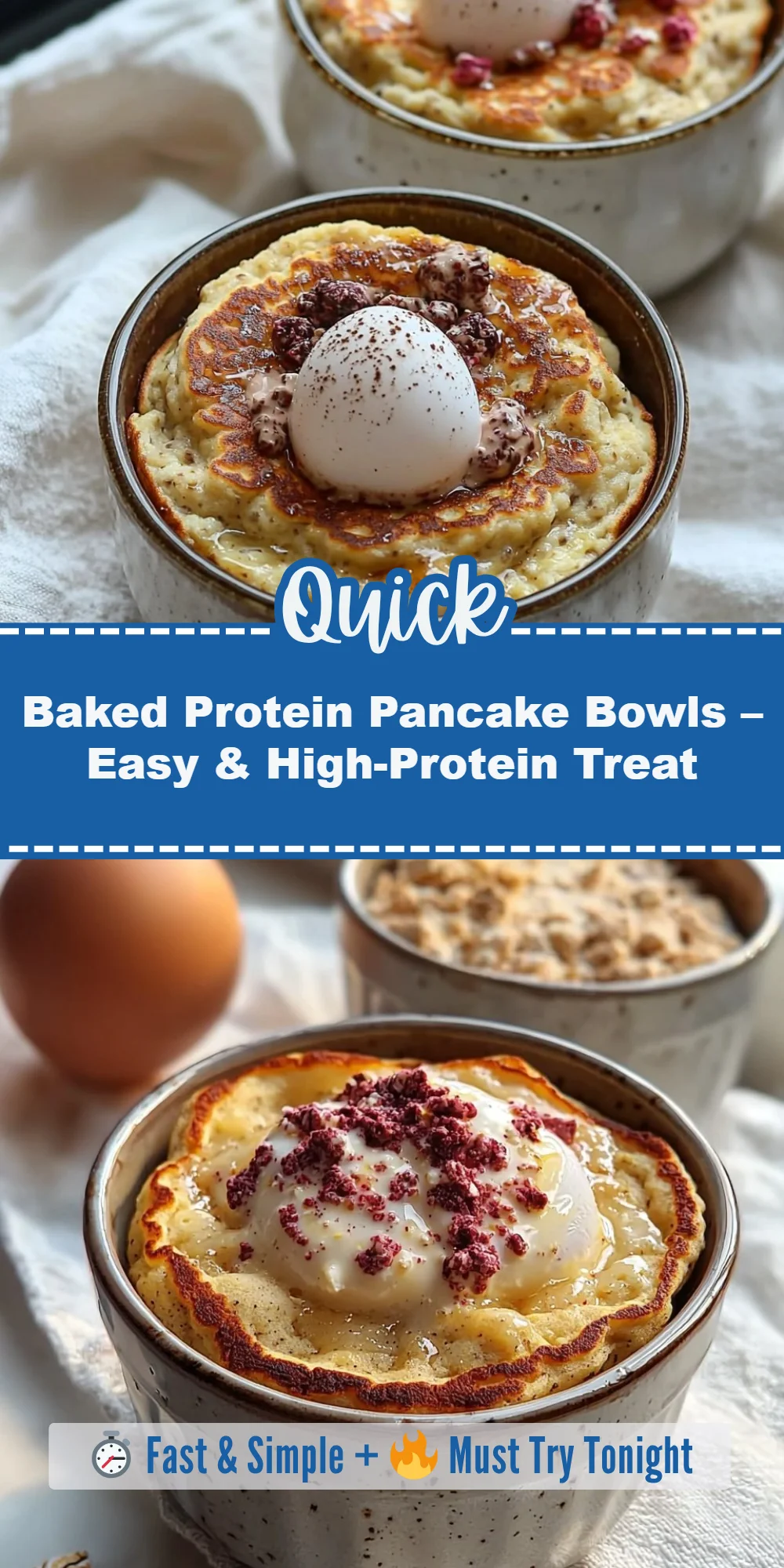 Baked Protein Pancake Bowls – Easy & High-Protein Treat