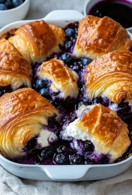 Blueberry cream cheese croissant casserole fresh out of the oven