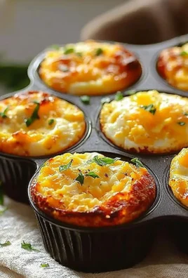 Cheesy muffin tin cottage cheese egg bites ready to serve on a plate