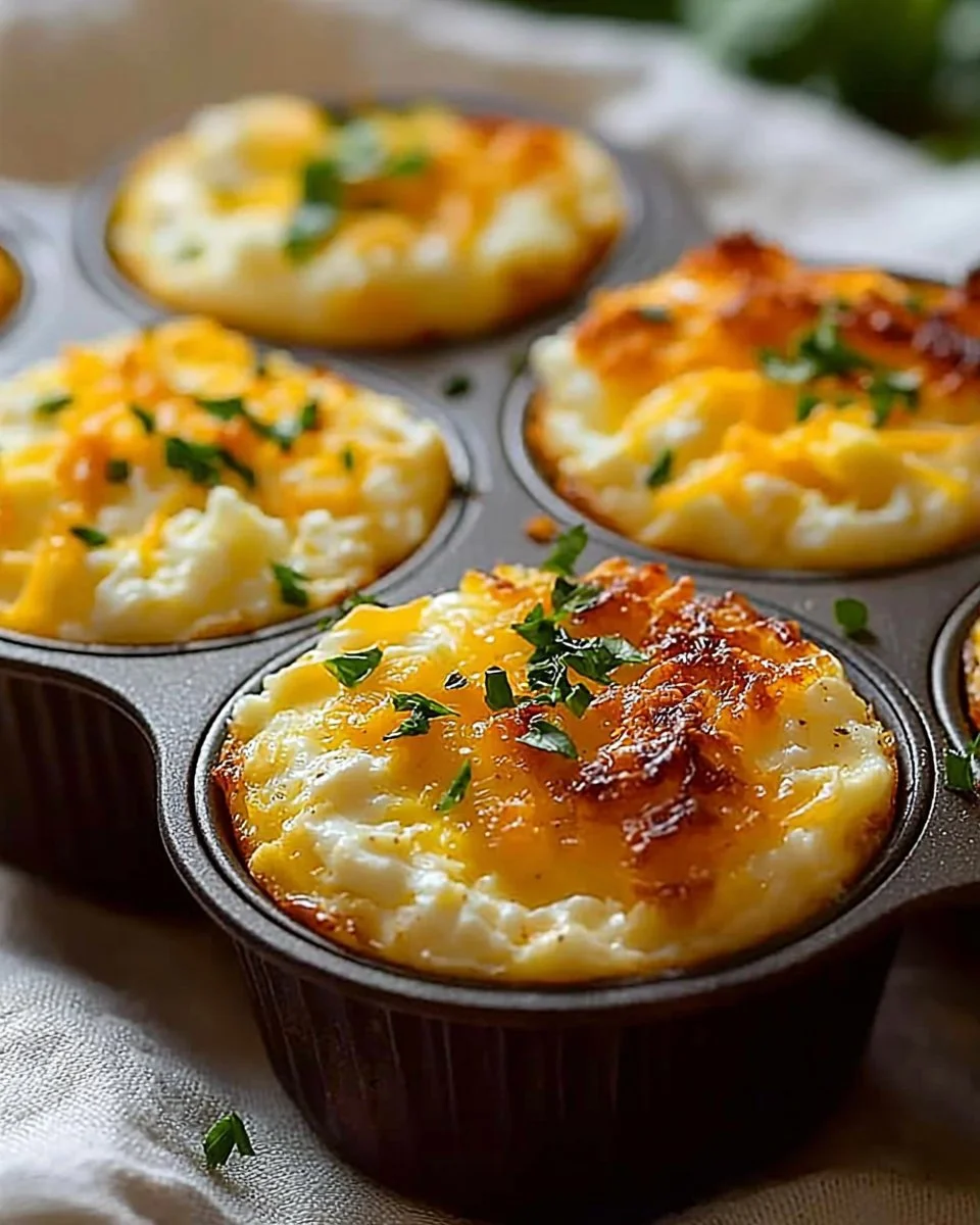 Cheesy muffin tin cottage cheese egg bites served on a plate