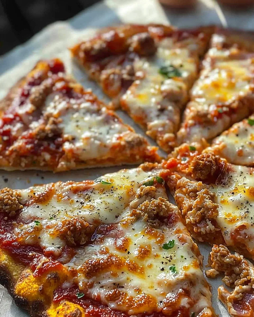 Delicious Chicken Crust Pizza topped with fresh ingredients and cheese