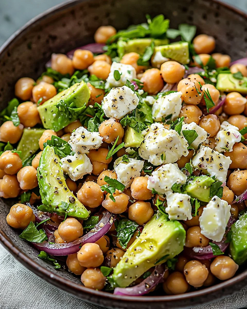 Chickpea Feta Avocado Salad