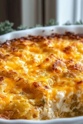 Classic Breakfast Hashbrown Casserole with cheesy layers and crispy hashbrowns.