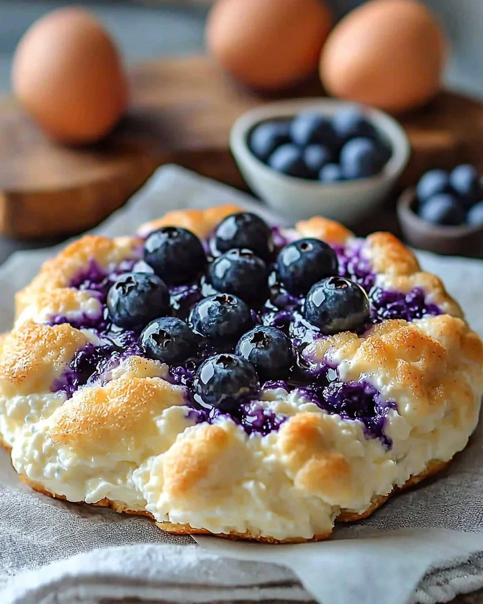 Fluffy cottage cheese blueberry cloud bread, gluten-free and protein-rich