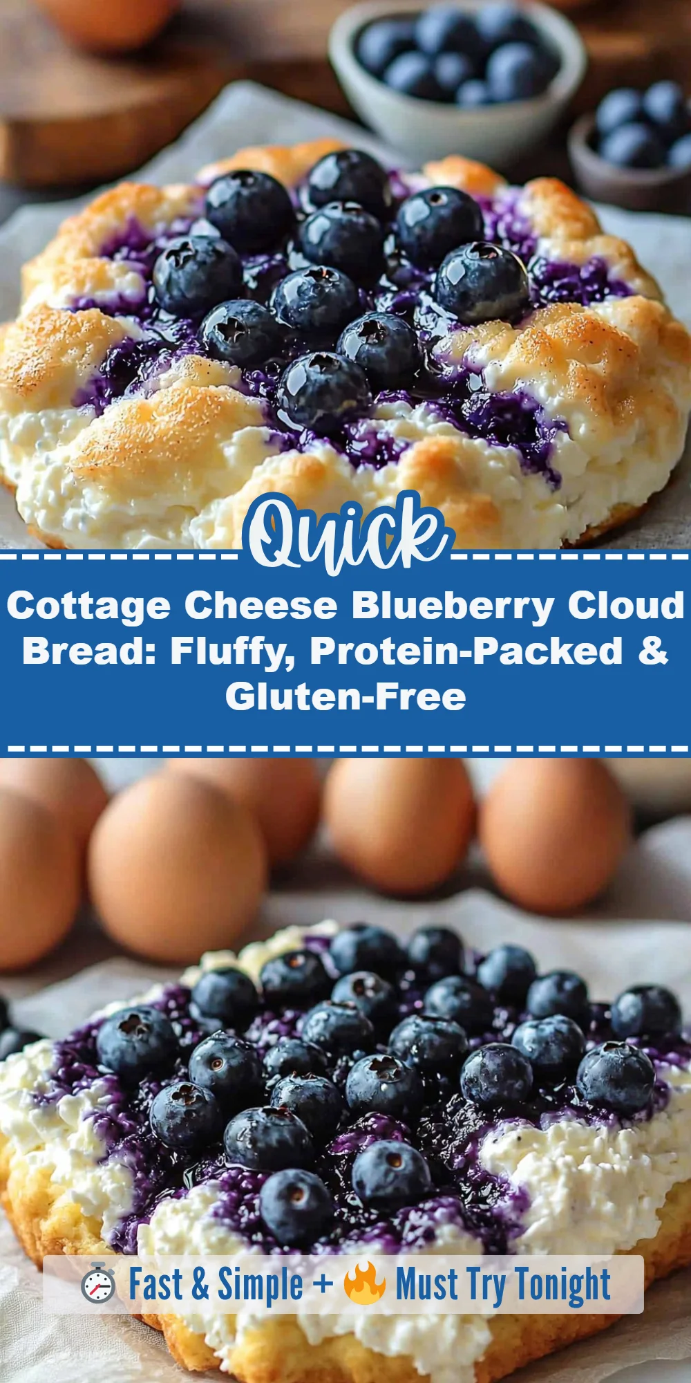 Cottage Cheese Blueberry Cloud Bread: Fluffy, Protein-Packed & Gluten-Free
