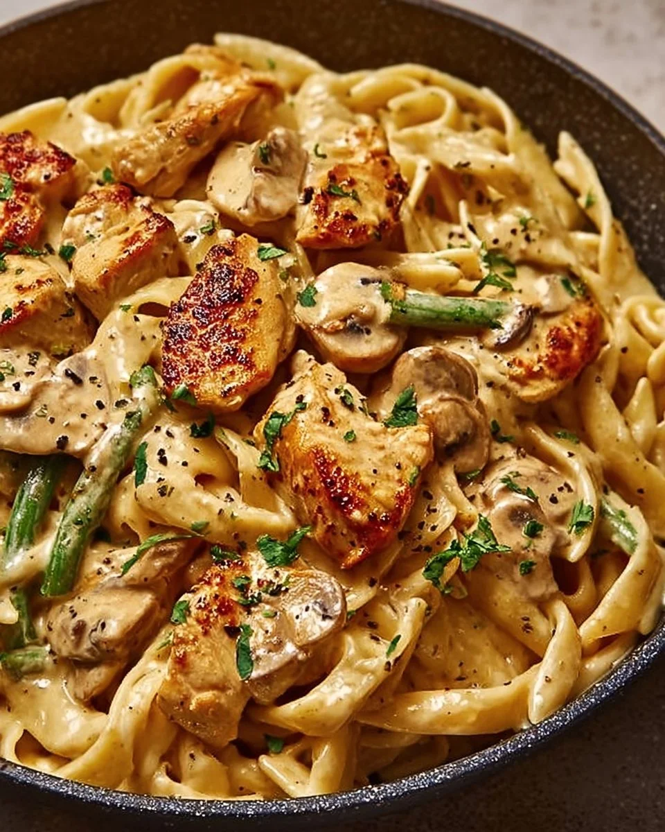 Creamy Cajun Chicken Pasta served with vibrant vegetables and spices