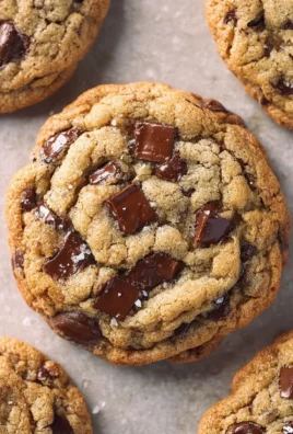 Freshly baked crispy and chewy chocolate chip cookies on a cooling rack.