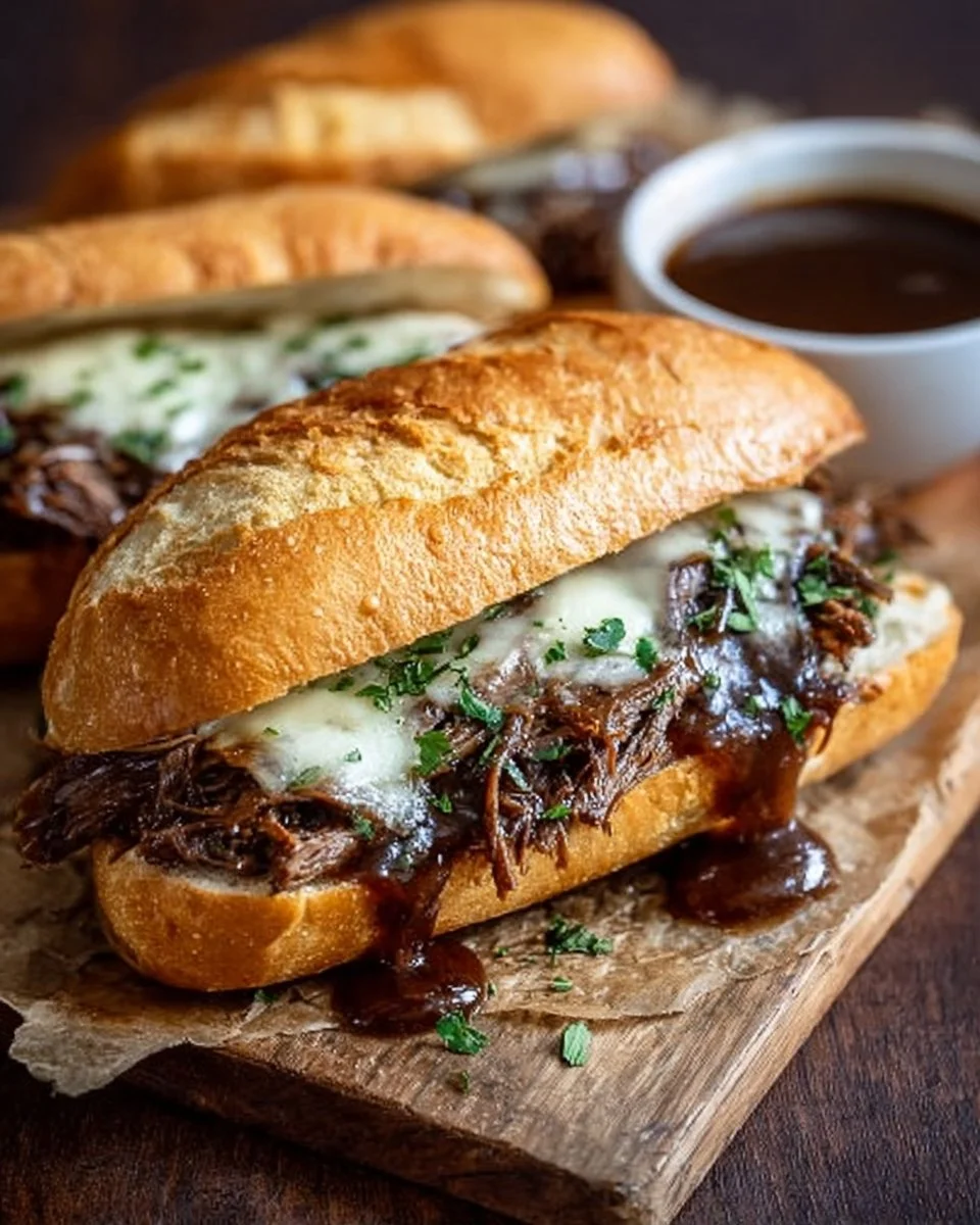 Crockpot French Dip Sandwiches