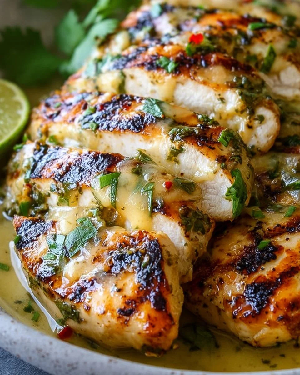 Grilled Salsa Verde Pepper Jack Chicken