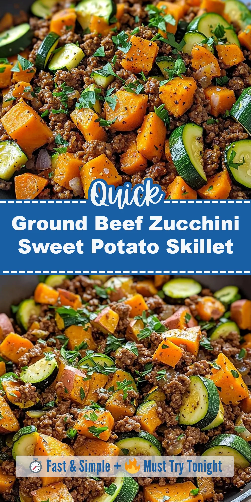 Ground Beef Zucchini Sweet Potato Skillet