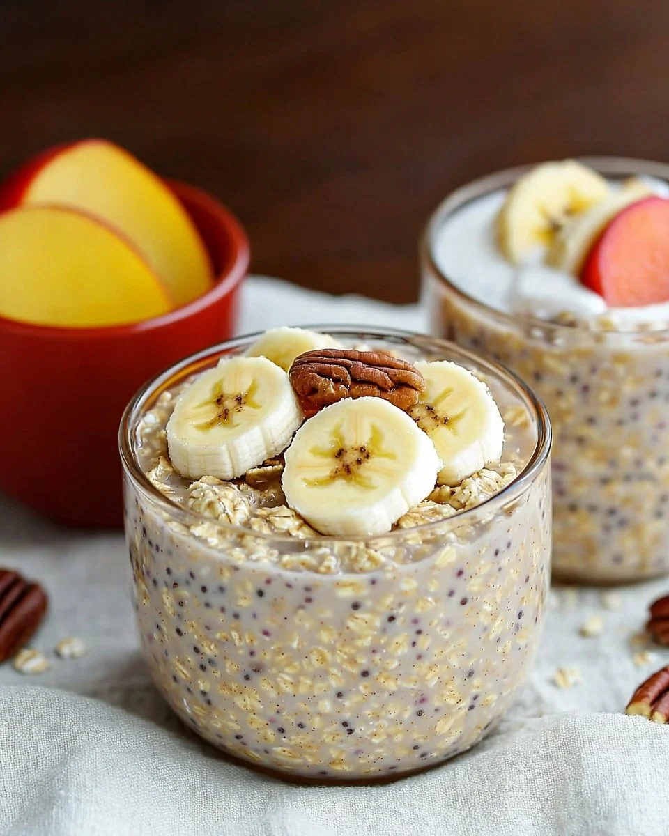 Bowl of high-protein overnight oats topped with berries and nuts