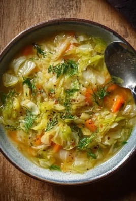 Bowl of Lemon Dill Cabbage Soup garnished with fresh dill