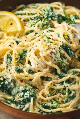 Creamy lemon ricotta pasta with fresh spinach served in a bowl.