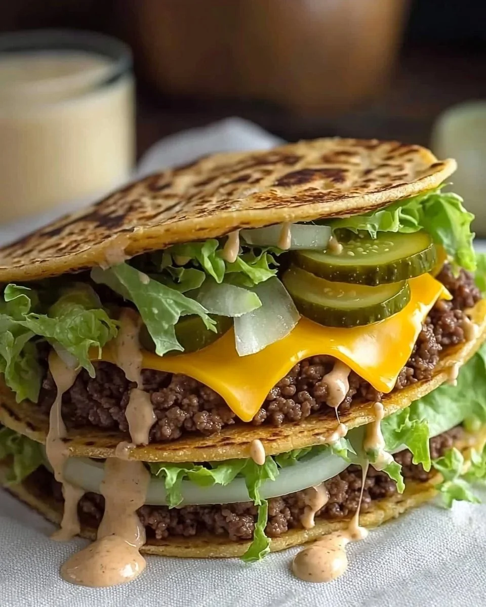 Delicious Low Carb Big Mac served with fresh ingredients and a flavorful sauce