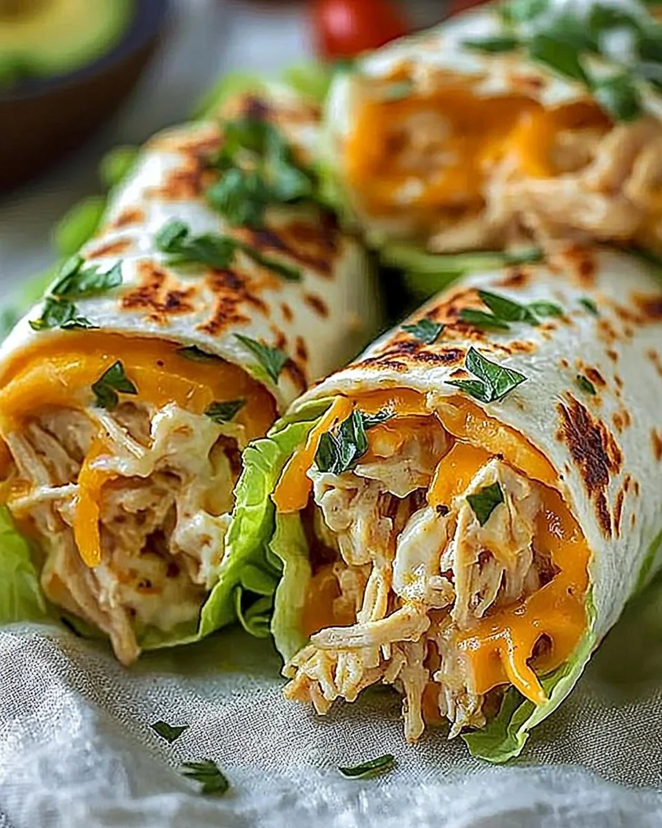 Low Carb Cheesy Garlic Chicken Wraps served with colorful vegetables