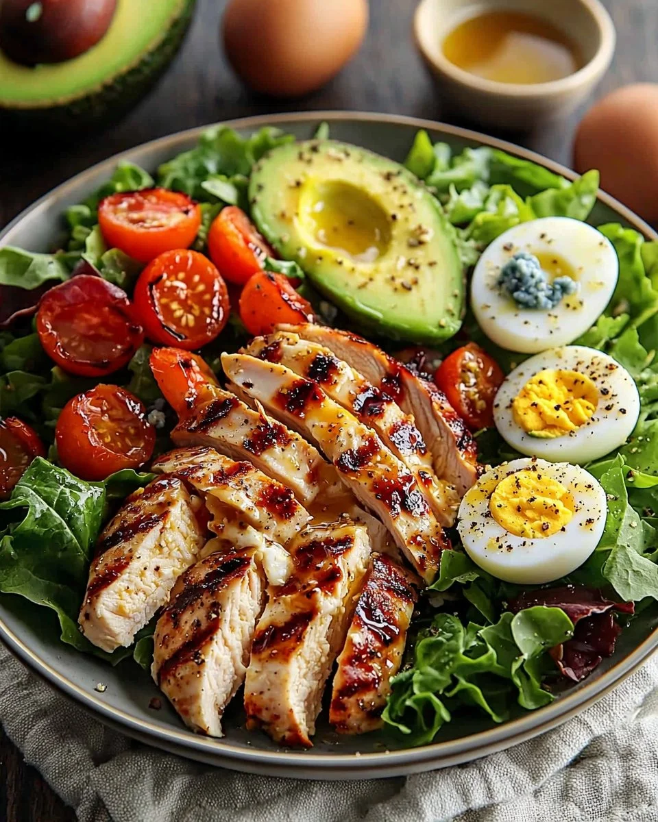 Paleo Grilled Chicken Cobb Salad with Honey Dijon Dressing
