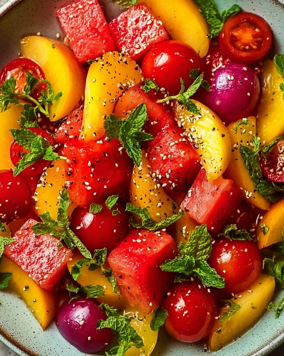 Peach and Watermelon Summer Salad