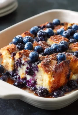 Delicious blueberry French toast casserole baked with fresh blueberries and syrup