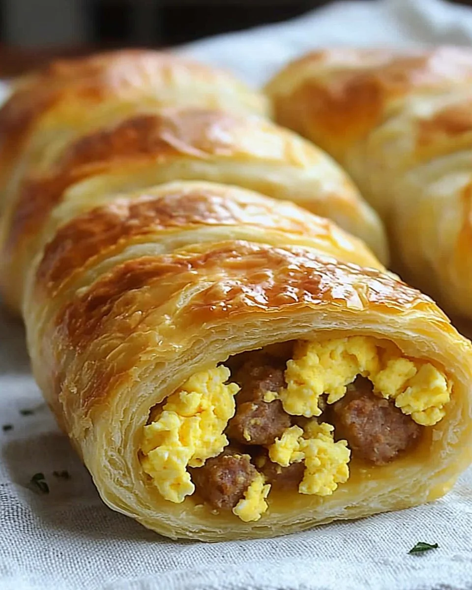 Sausage Egg Breakfast Roll-Ups served on a plate for a quick morning meal
