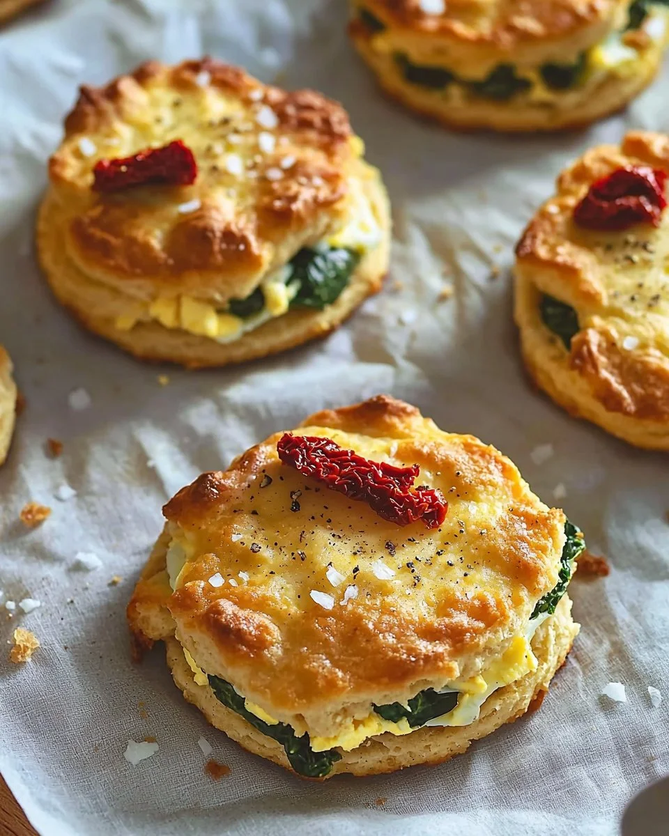 Delicious savory egg biscuits served on a plate, perfect for breakfast or snacks.