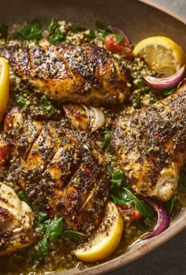 Juicy Za'atar Chicken garnished with fresh herbs and spices