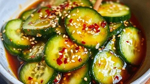Delicious Asian cucumber salad with fresh ingredients and vibrant colors