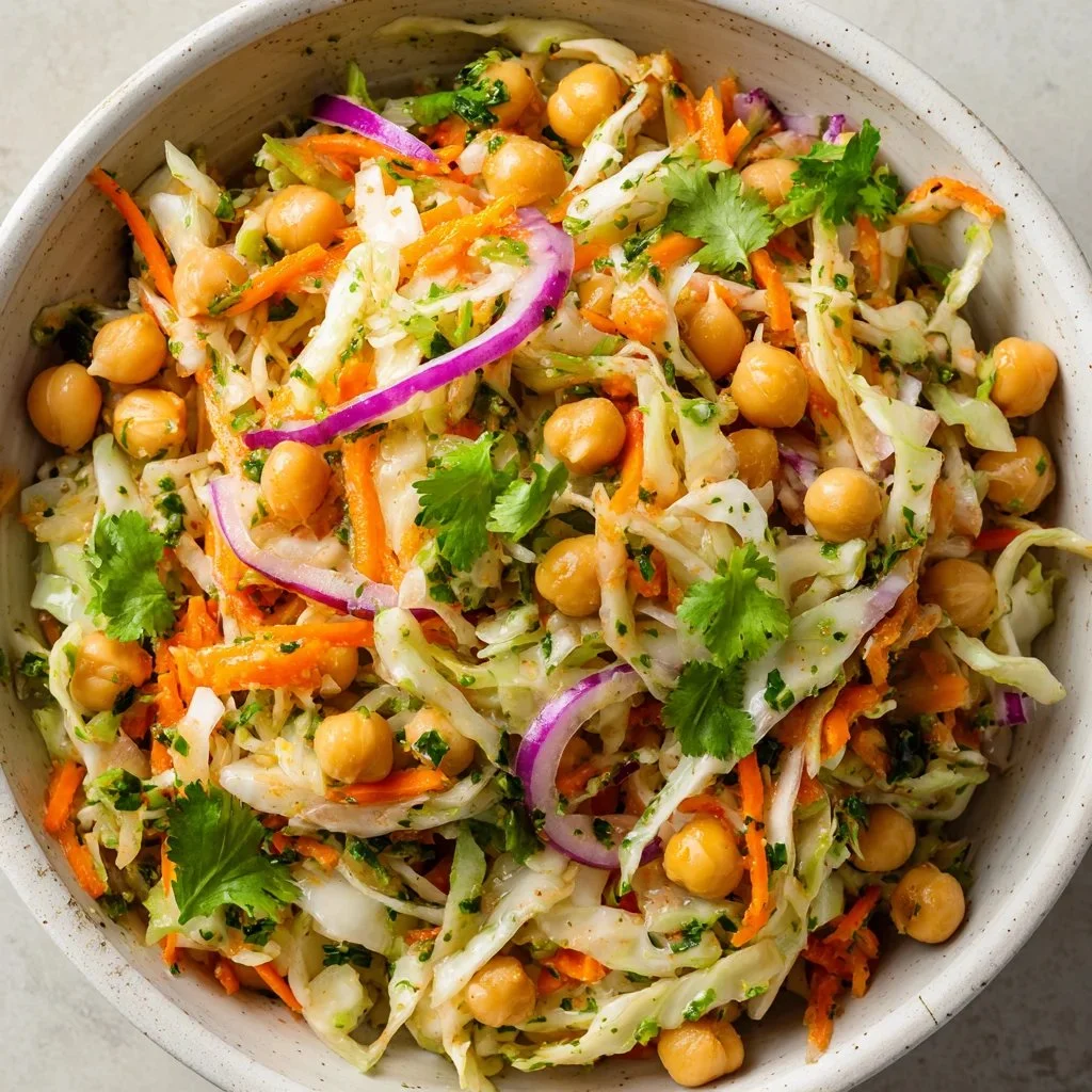 Cabbage Chickpea Salad with Carrot and Lime