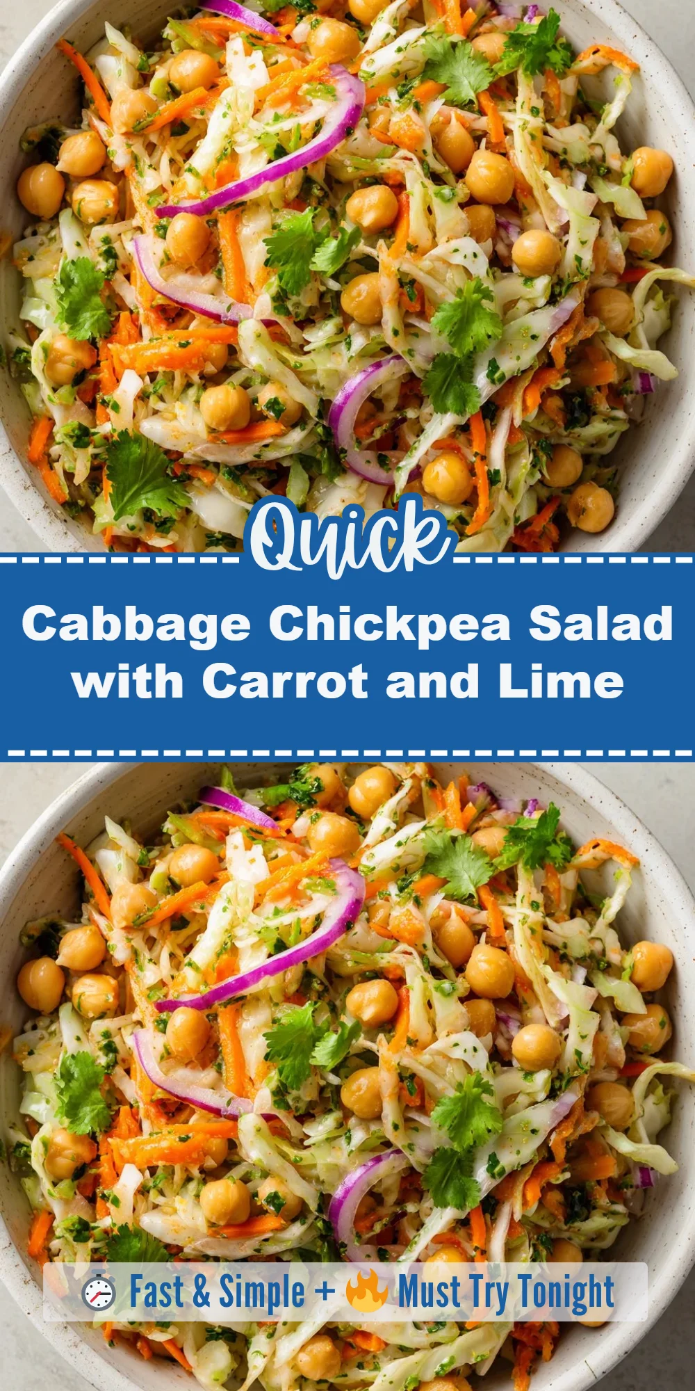 Cabbage Chickpea Salad with Carrot and Lime
