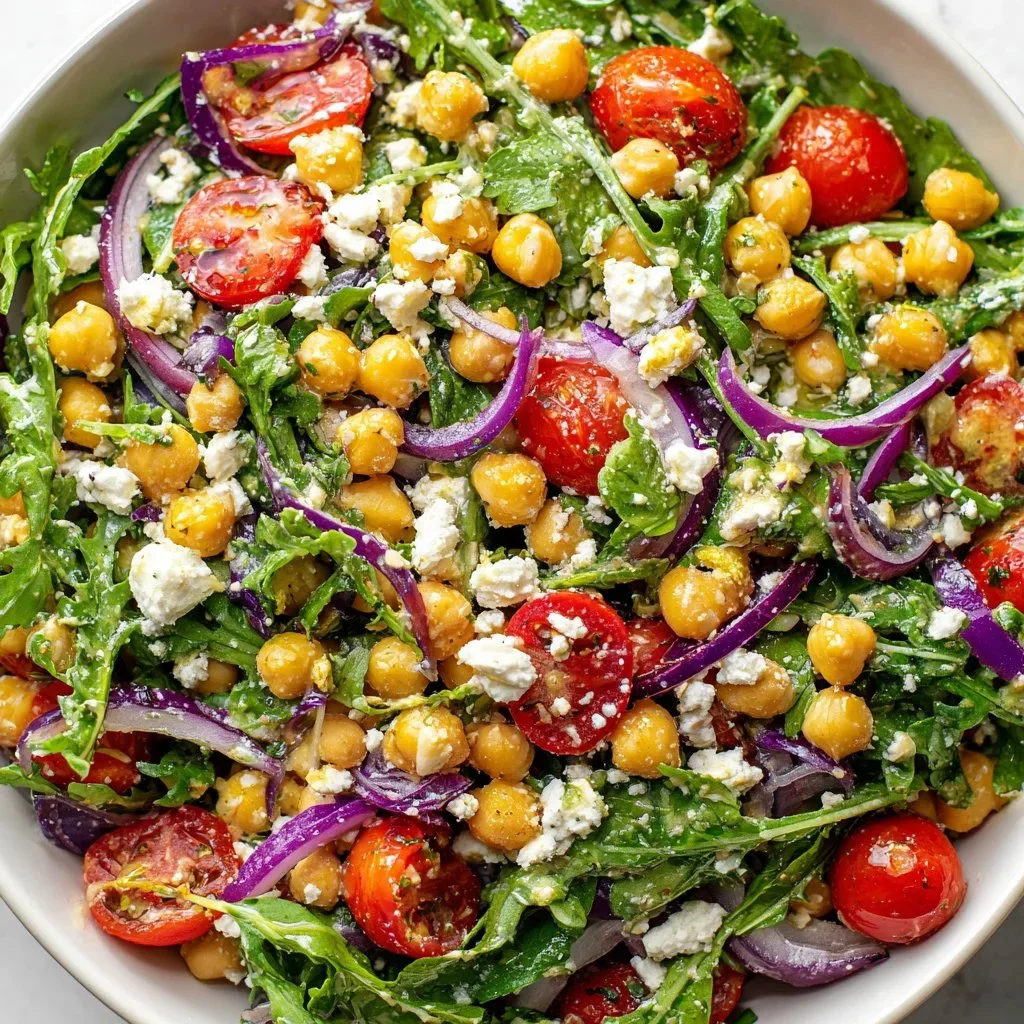 Chickpea Arugula Salad with Lemon Dijon Dressing
