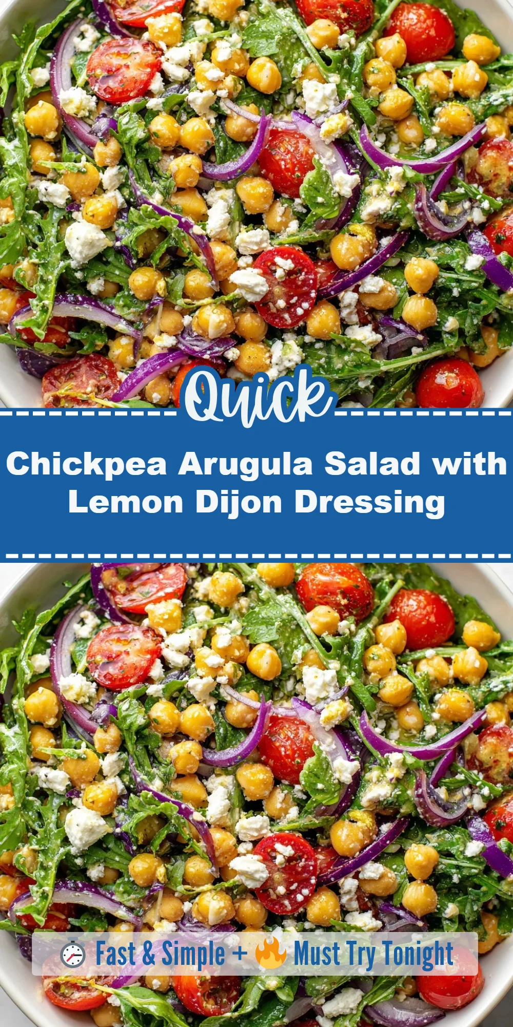 Chickpea Arugula Salad with Lemon Dijon Dressing