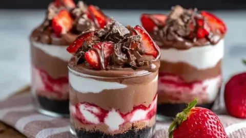 Chocolate Strawberry Cheesecake Dessert Cups