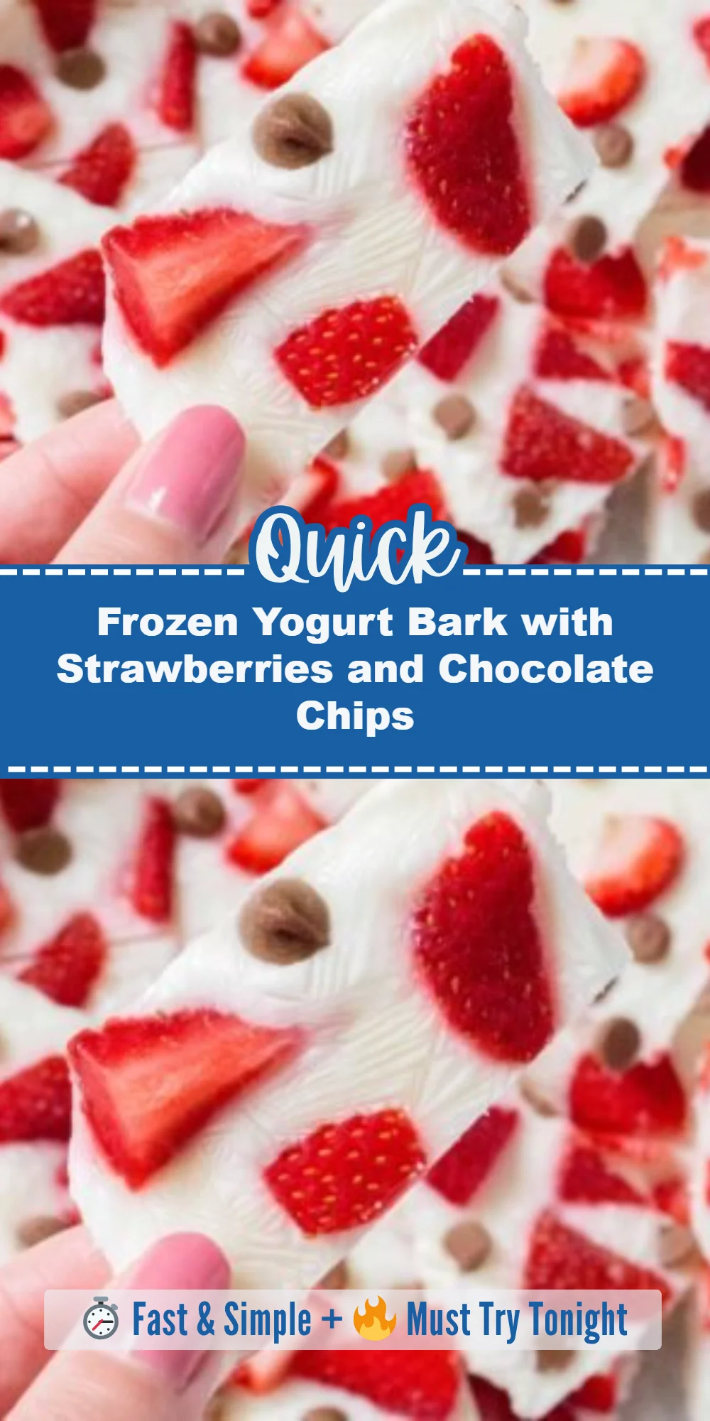 Frozen Yogurt Bark with Strawberries and Chocolate Chips