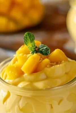 Delicious mango mousse served in a glass with fresh mango slices on top