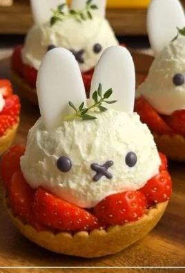 Miffy Strawberry Cheesecake Tartlets served on a decorative plate