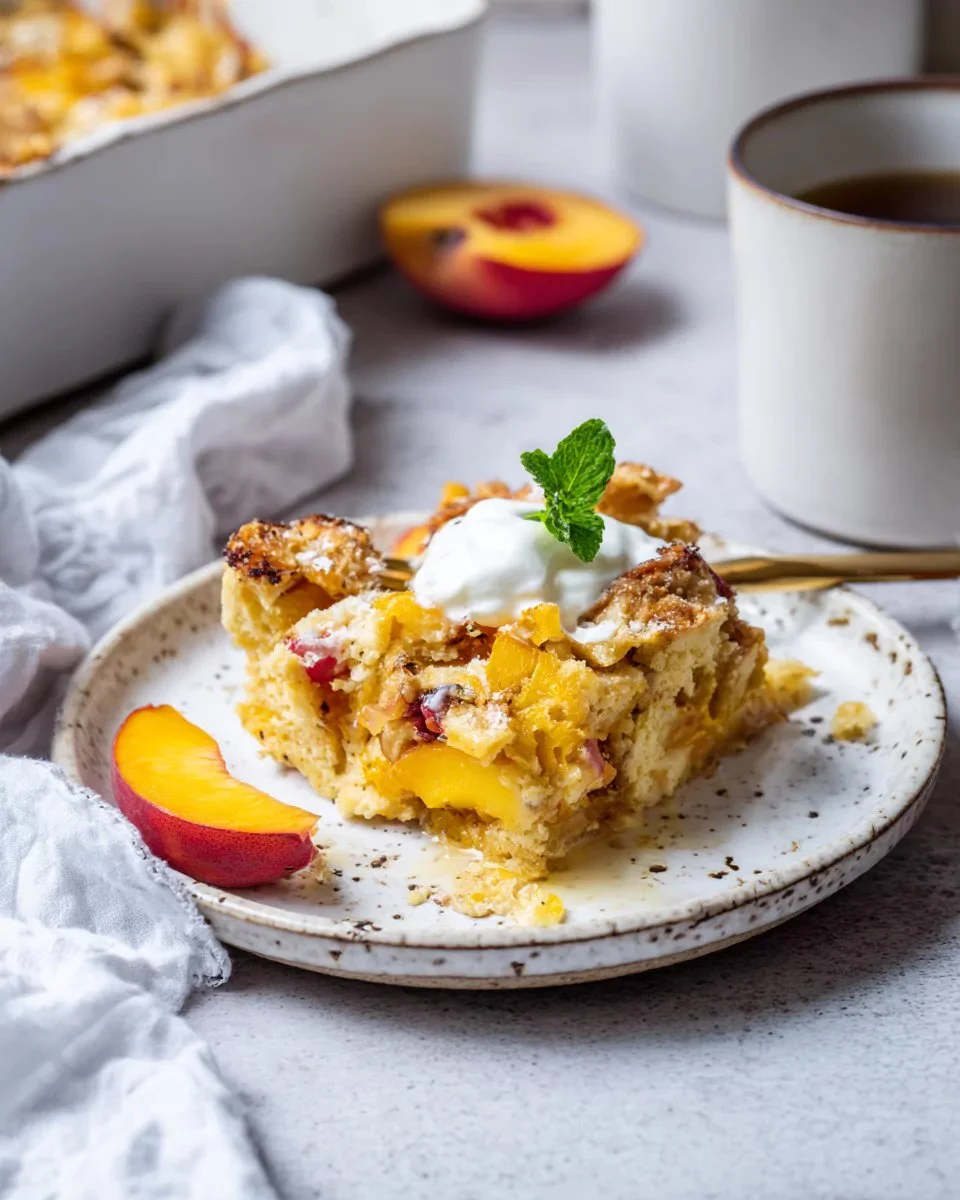 Easy and healthy Peach Breakfast Bake for summer mornings