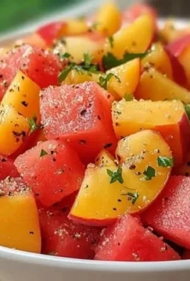 Delicious Peach Watermelon Salad with fresh peaches and watermelon slices