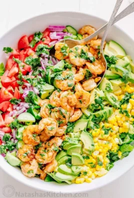 Delicious shrimp avocado salad with fresh ingredients and vibrant colors