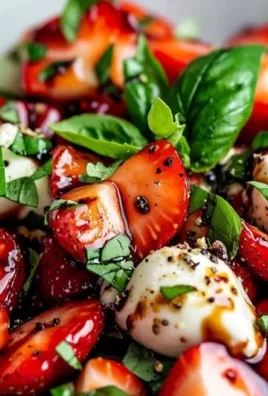 Delicious Strawberry Caprese Salad with mozzarella and fresh basil