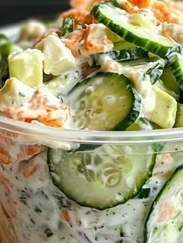 Creamy Sushi Cucumber Salad with fresh ingredients and vibrant colors