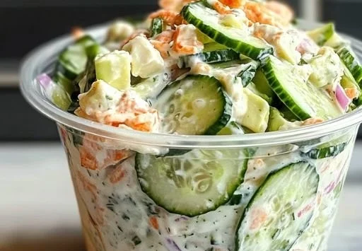 Creamy Sushi Cucumber Salad with fresh ingredients and vibrant colors