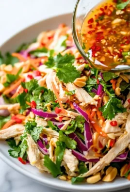 Fresh Vietnamese Chicken Salad with vegetables and herbs on a plate
