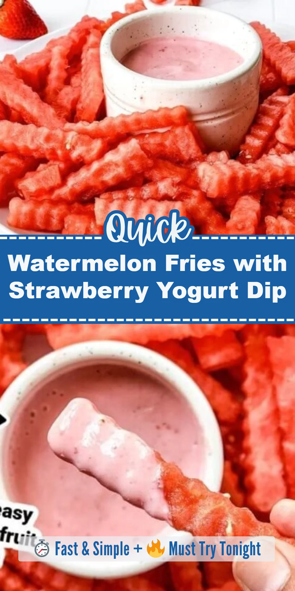 Watermelon Fries with Strawberry Yogurt Dip