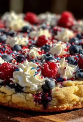 Delicious red, white, and blue cookie cake for 4th of July celebration