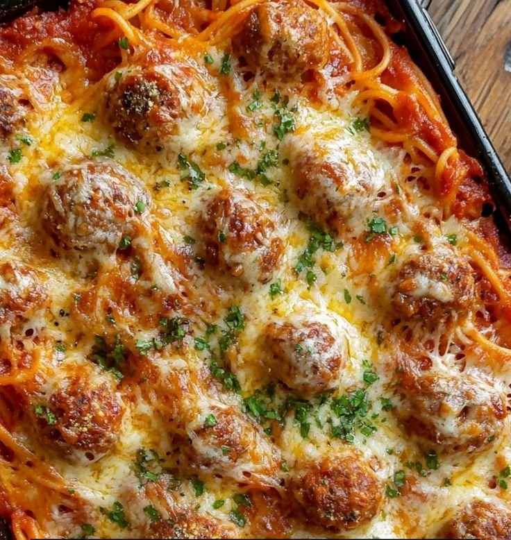 Baked Spaghetti and Meatballs