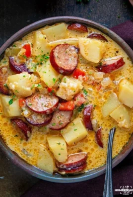A bowl of delicious Cajun Potato Soup garnished with green onions and spices.