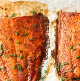 Air fryer frozen salmon cooked to perfection without thawing, easy weeknight dinner.