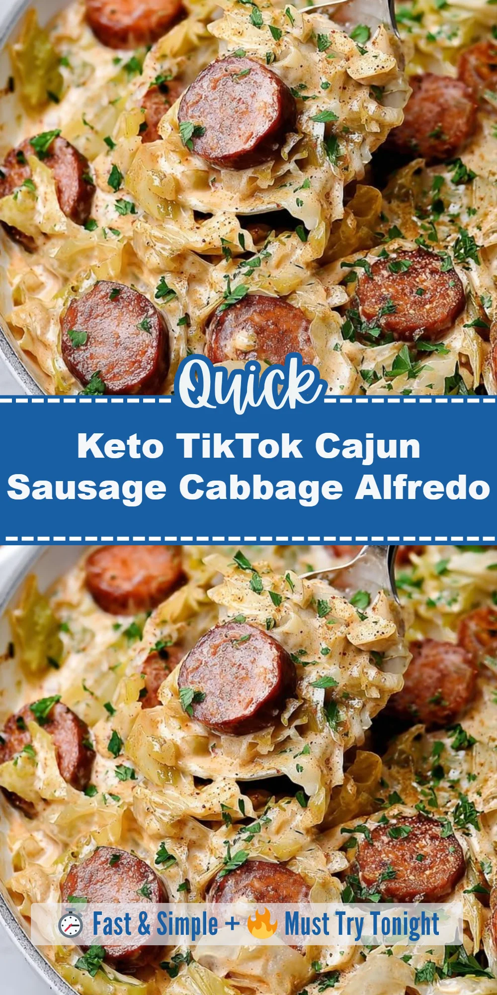 Keto TikTok Cajun Sausage Cabbage Alfredo