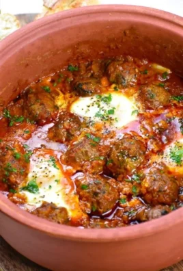 Moroccan meatball tagine Kefta Mkaouara served with spices and herbs